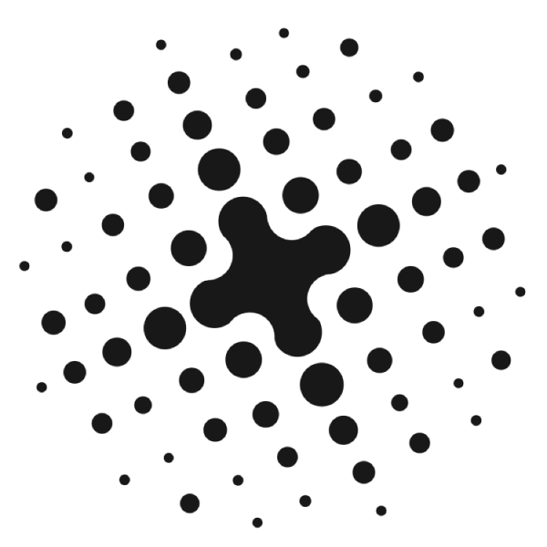 a black dotted sphere circle logo
